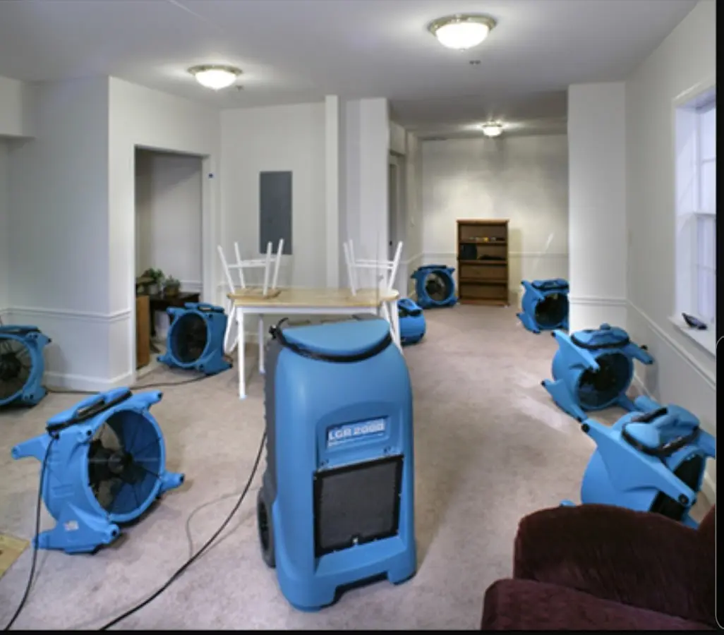 Air movers and dehumidifier setup for Water Extraction & Removal in Pacific